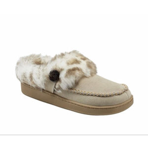 Women's Earth Origins Run About Raine Beige & Brown Faux Fur Slippers Size 7